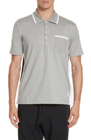 Men's Thom Browne Bicolor Tipped Polo, Size 1 - Grey Men's Thom Browne Bicolor Tipped Polo, Size 1 - Grey