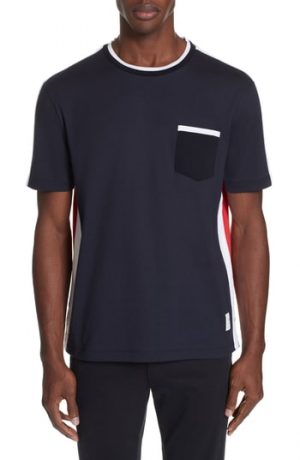 Men's Thom Browne Colorblock T-Shirt, Size 5 - Blue Men's Thom Browne Colorblock T-Shirt, Size 5 - Blue