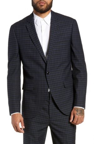 Men's Topman Alsager Slim Fit Check Suit Jacket, Size 42R - Grey Men's Topman Alsager Slim Fit Check Suit Jacket, Size 42R - Grey