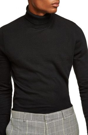 Men's Topman Classic Fit Turtleneck Sweater, Size X-Small - Black Men's Topman Classic Fit Turtleneck Sweater, Size X-Small - Black