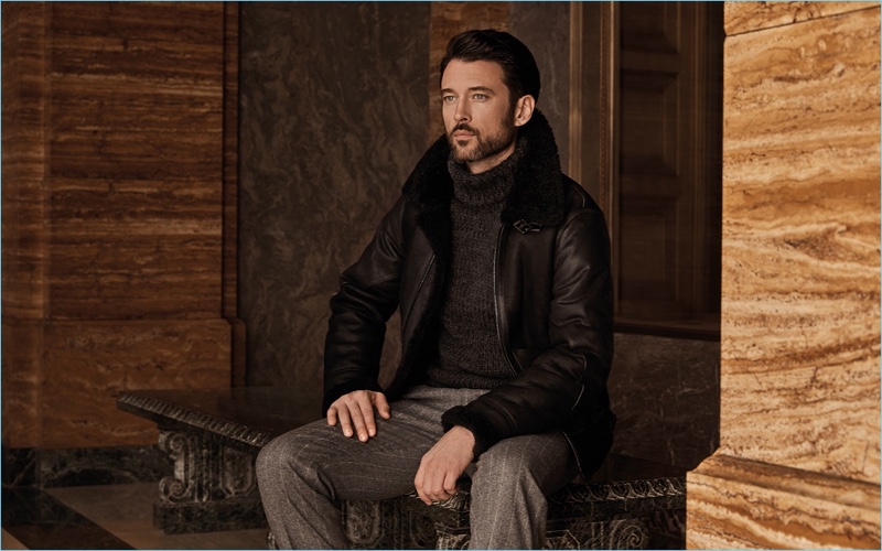 Patrick Sullivan dons a look from Mr Porter's exclusive Ralph Lauren Purple Label capsule collection.