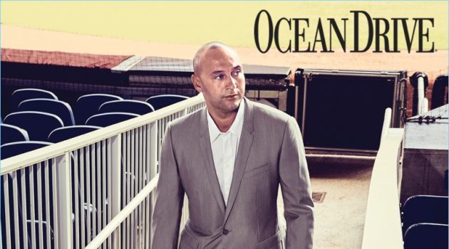 Derek Jeter Covers Ocean Drive, Discusses Plans for Marlins Connecting with Ocean Drive, Derek Jeter dons a two-piece wool suit by Dolce & Gabbana. He also wears an Armani Collezioni shirt and his own dress shoes.