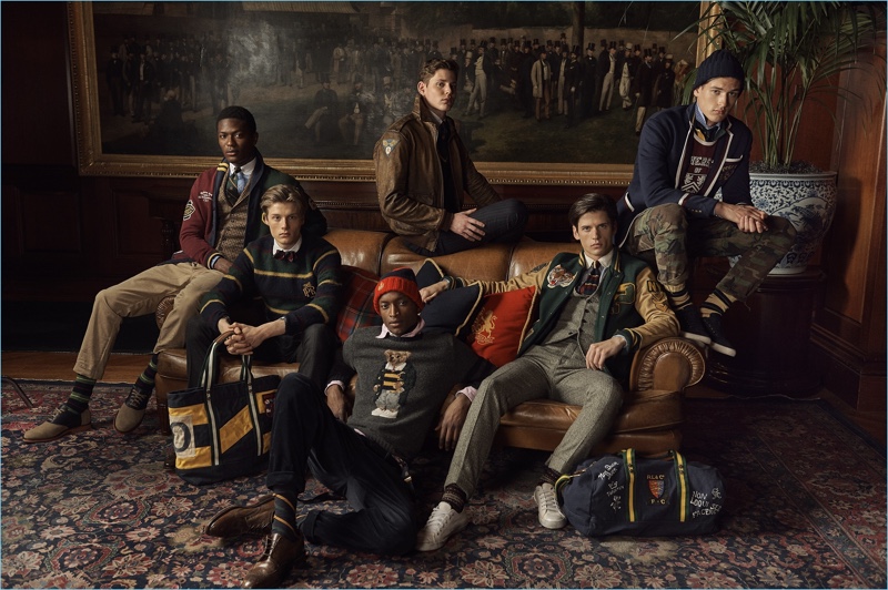 Hamid Onifade, Hugh Laughton-Scott, Oliver Kumbi, Max Snippe, Nate Hill, and Jegor Venned star in POLO Ralph Lauren's fall-winter 2018 campaign.