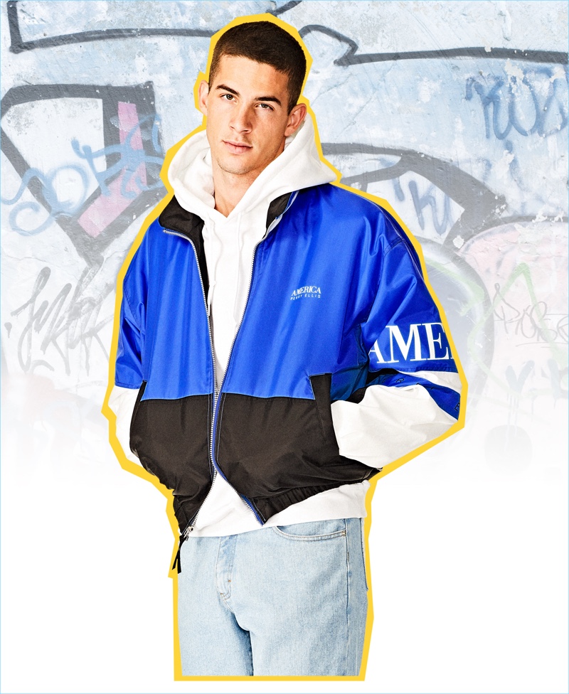 Sporty style reigns as Keegan Rodriguez layers in pieces from the Perry Ellis America capsule collection. » Blast from the Past: Perry Ellis America Capsule Collection Launches Sporty style reigns as Keegan Rodriguez layers in pieces from the Perry Ellis America capsule collection.