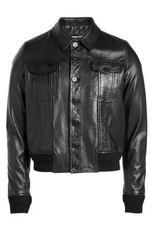Saint Laurent Leather Blouson with Knit Cuffs Saint Laurent Leather Blouson with Knit Cuffs