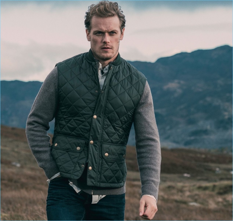 barbour sam heughan dean quilted jacket