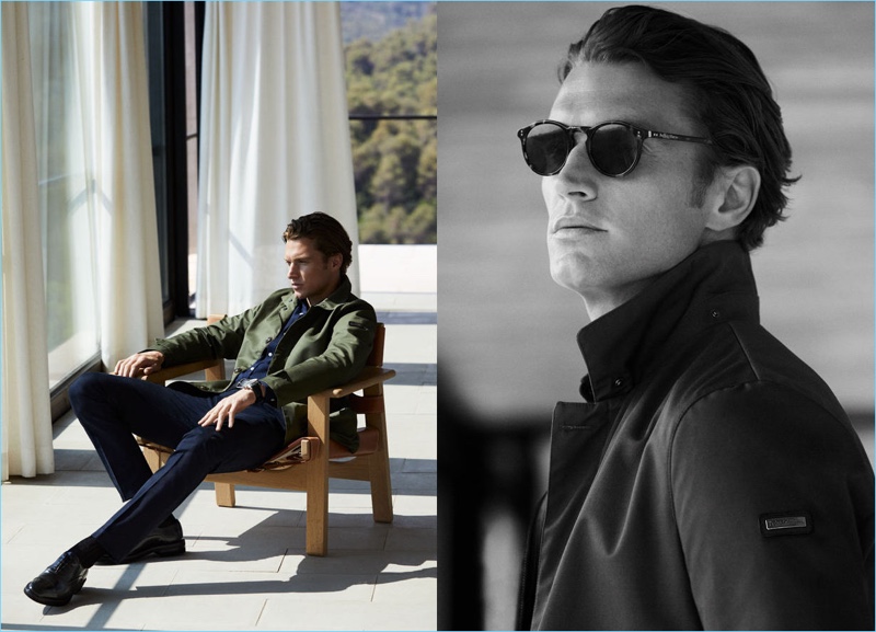 Álvaro Beamud Cortés photographs Shaun Dewet for Pedro del Hierro's "Luxury Travel" campaign.