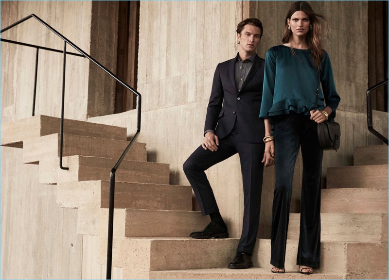 Models Shaun Dewet and Bette Franke couple up for Pedro del Hierro's "Luxury Travel" campaign.