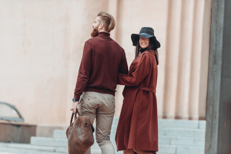 Stylish Couple Walking Streets