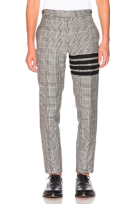 Thom Browne Heavy Wool Low Rise Trouser in Black,Plaid Thom Browne Heavy Wool Low Rise Trouser in Black,Plaid