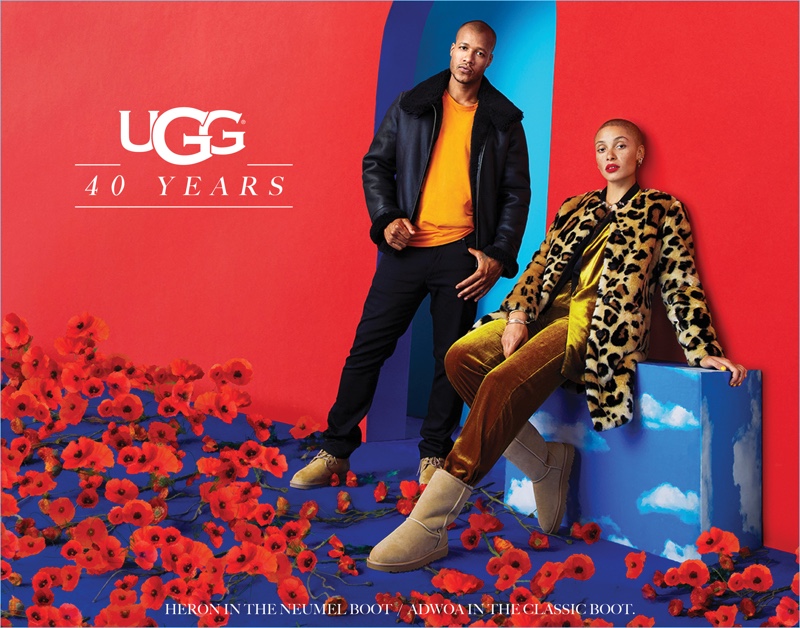 Heron Preston  and Adwoa Aboah front UGG's 40th anniversary campaign.