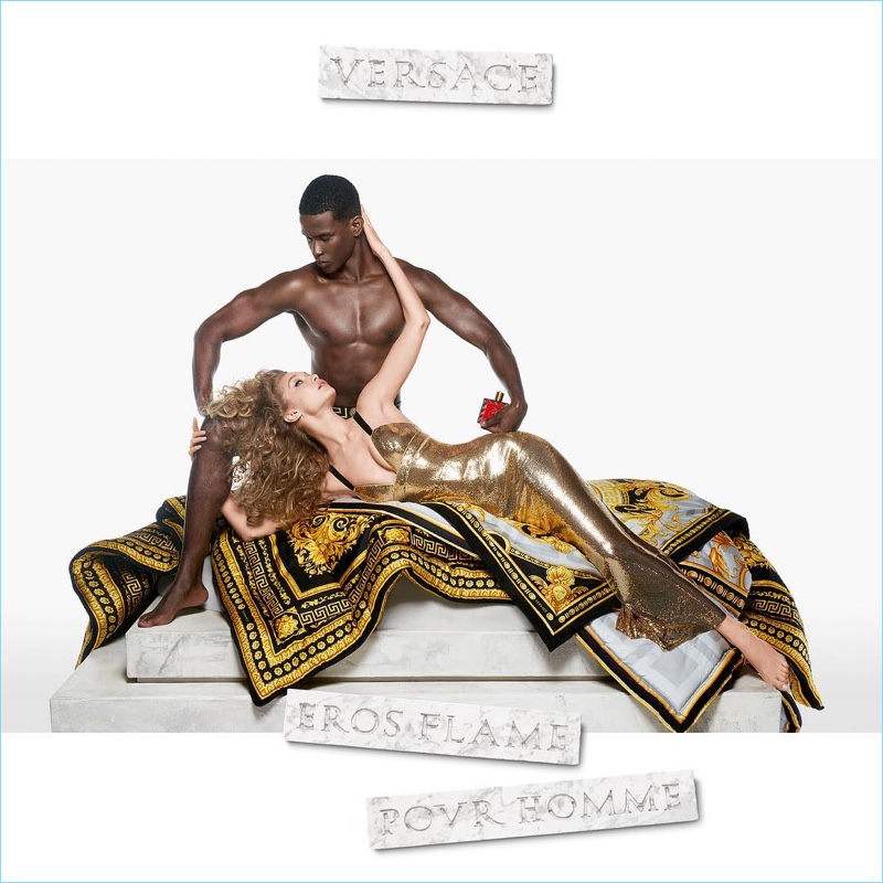 Steven Meisel photographs Salomon Diaz and Gigi Hadid for the Versace Eros Flame fragrance campaign. » Salomon Diaz & Gigi Hadid Front Versace Eros Flame Campaign Steven Meisel photographs Salomon Diaz and Gigi Hadid for the Versace Eros Flame fragrance campaign.