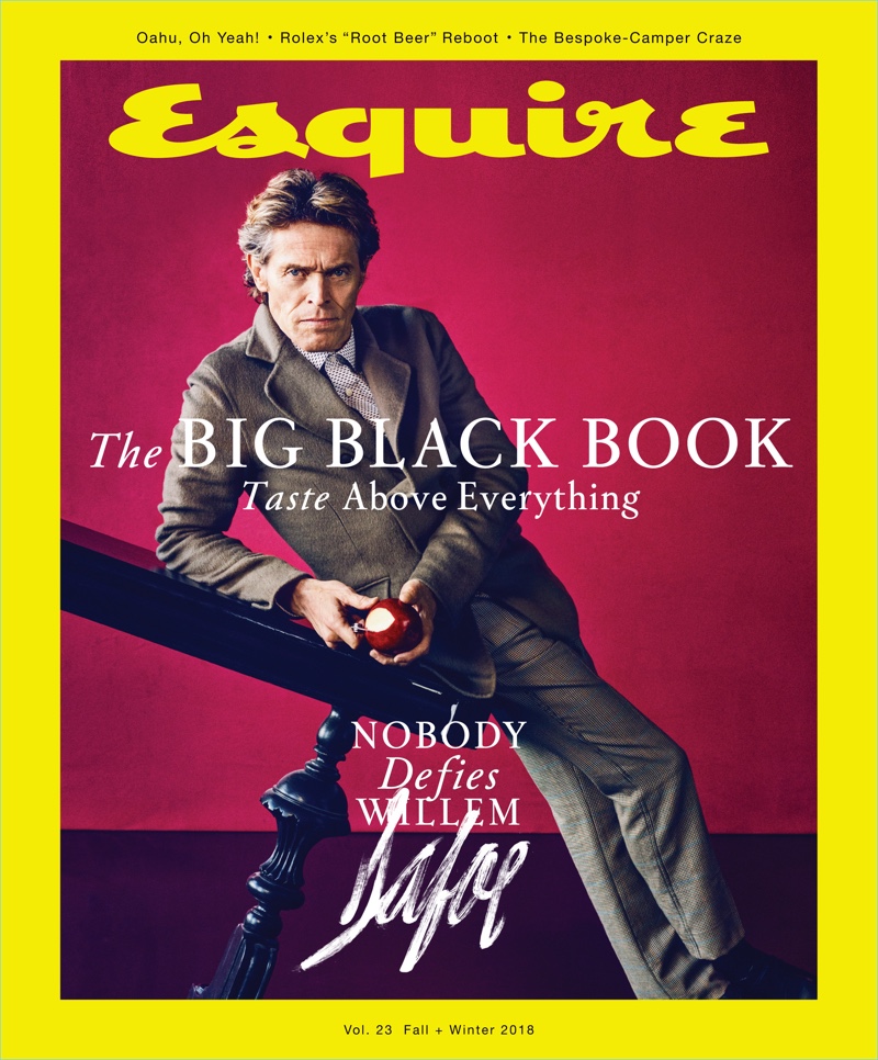 Willem Dafoe covers the fall-winter 2018 issue of Esquire's The Big Black Book.