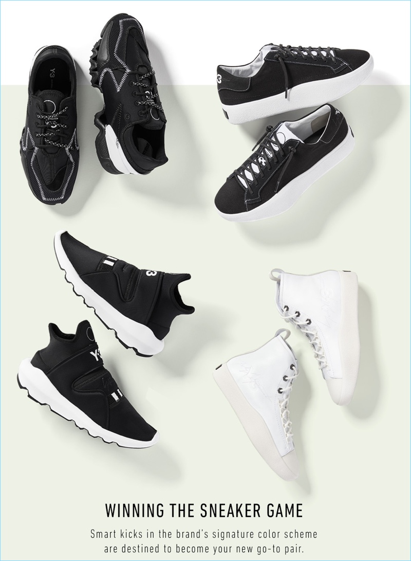 Y-3 Ekika sneakers, Tangutsu sneakers, Suberou sneakers, and Bashyo II sneakers.