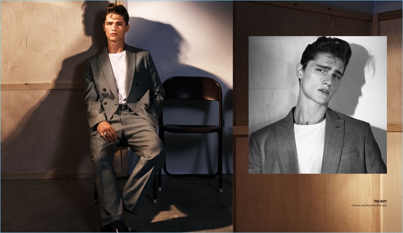 Mikael Jansson photographs Lukas Marschall in a double-breasted suit from Zara Man.