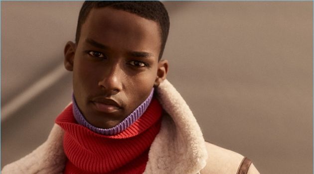 Mahad Musse Makes a 'Shearling Statement' for Zara Mahad Musse dons a shearling aviator jacket and knit turtleneck sweaters from Zara Man.