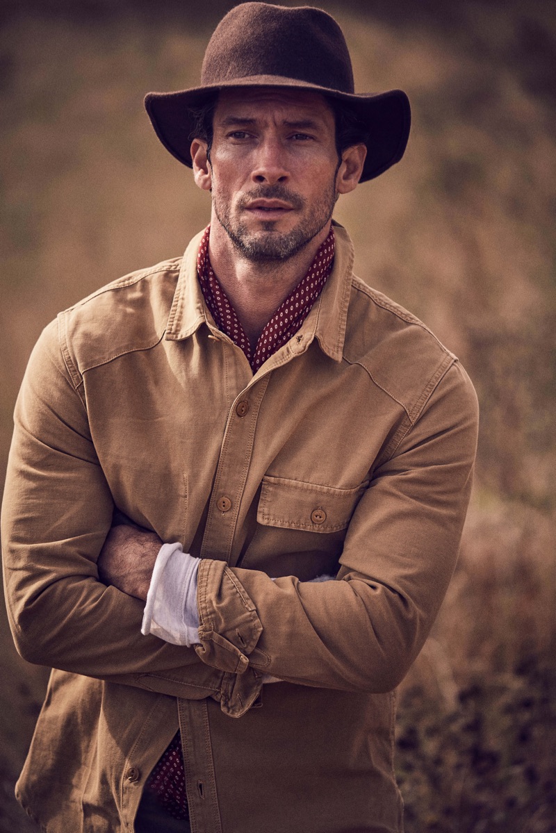 Alban wears hat Stetson, shirt Mango, and vintage scarf.