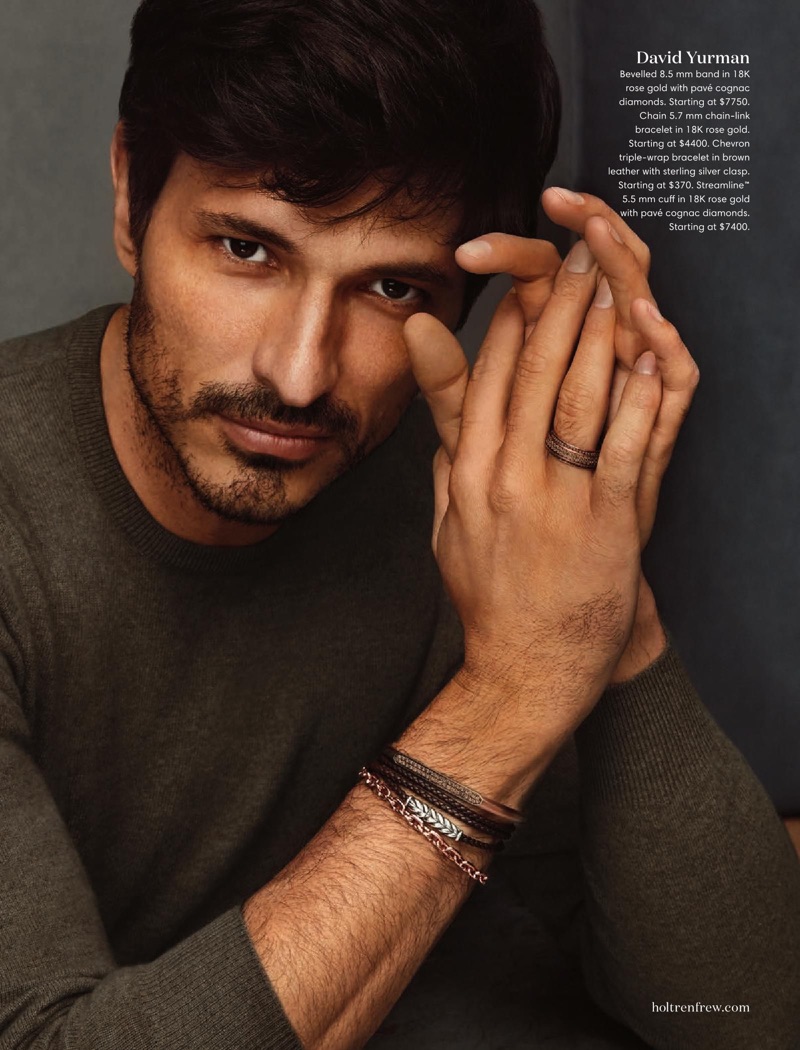 Ready for his close-up, Andres Velencoso models David Yurman accessories.