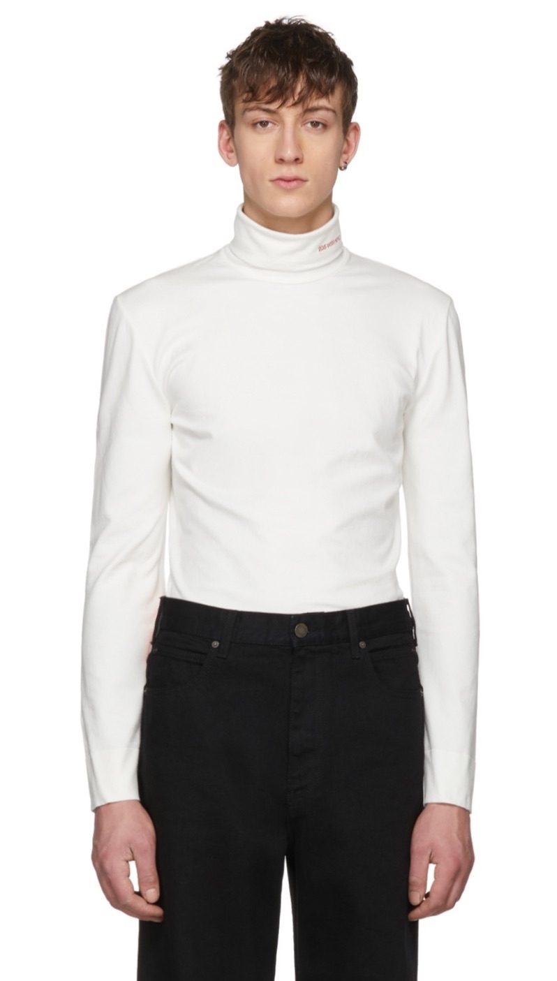 Calvin Klein 205W39NYC white logo turtleneck.