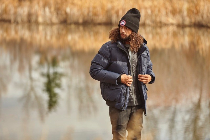 Venturing outdoors, Steven wears Canada Goose's Ventoux Down-Quilted Tech-Taffeta Bomber Parka.