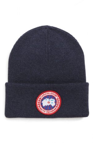 Canada Goose Arctic Disc Merino Wool Toque Beanie - Blue Canada Goose Arctic Disc Merino Wool Toque Beanie - Blue