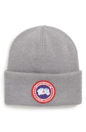 Canada Goose Arctic Disc Merino Wool Toque Beanie - Grey Canada Goose Arctic Disc Merino Wool Toque Beanie - Grey