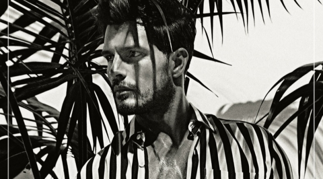 Diego Miguel Reunites with Charlie, Sports Resort '18 Viscose Collection Diego Miguel sports a striped shirt from Charlie by Matthew Zink's resort 2018 collection.