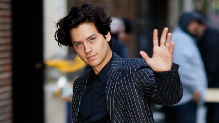 Cole Sprouse Hits the Big Apple in Versace Pinstripe Suit