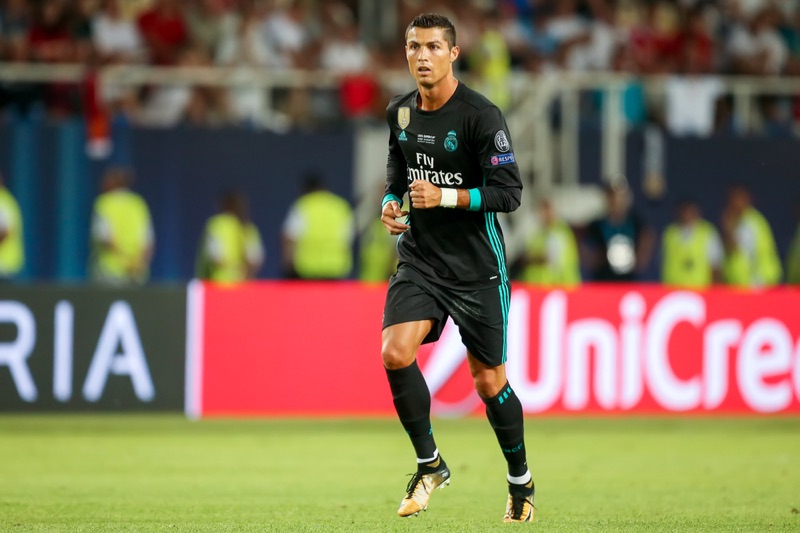Cristiano Ronaldo during the UEFA Super Cup Final match between Real Madrid and Manchester United at Philip II Arena in Skopje (August 2017)
