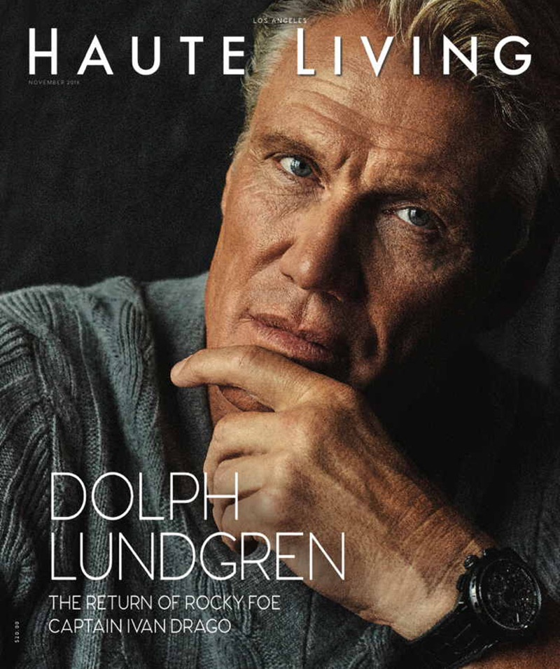 Dolph Lundgren covers the November 2018 issue of Haute Living.