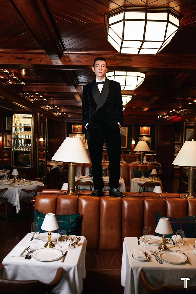 Dressed for the holidays, Edison Chen wears Ralph Lauren.