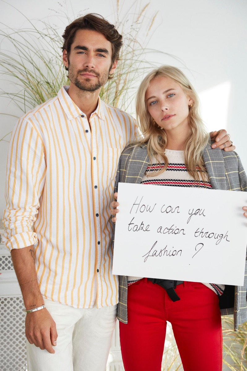 Model Nicolas Simoes poses with his girlfriend Coline Aulagnier for Esprit's spring-summer 2019 lookbook.