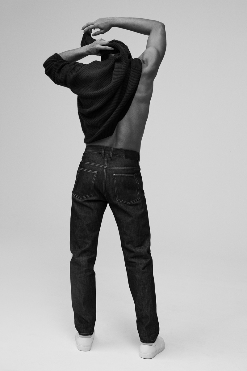 Showing off FK jeans, Raith Clarke fronts the new campaign for the line.