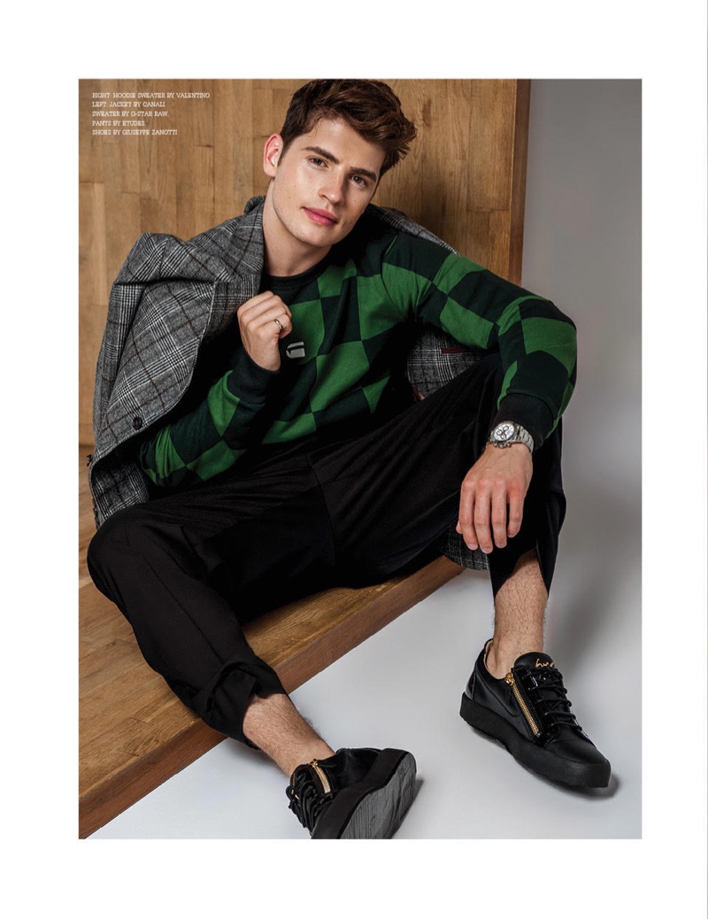 Actor Gregg Sulkin dons a Canali suit jacket, G-Star Raw sweater, Etudes pants, and Giuseppe Zanotti sneakers. » Gregg Sulkin Sports Trendy Styles for InLove, Talks 'Runaways' Actor Gregg Sulkin dons a Canali suit jacket, G-Star Raw sweater, Etudes pants, and Giuseppe Zanotti sneakers.