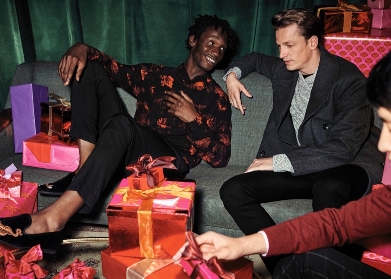 Models Adonis Bosso and Hugo Sauzay appear in H&M's holiday 2018 campaign.