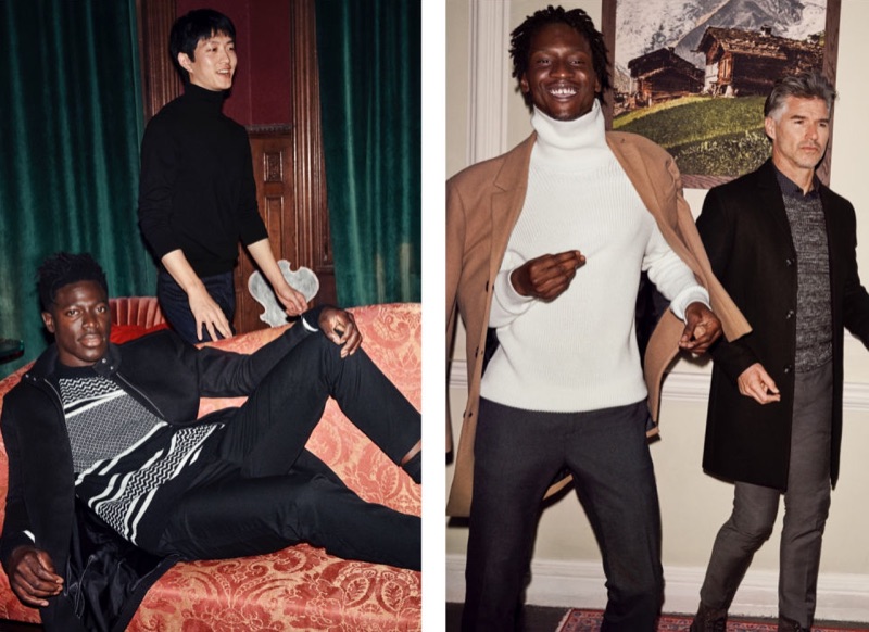 Providing endless layering options, H&M offers a patterned knit sweater, knit turtleneck sweater, rib-knit turtleneck sweater, and textured-knit sweater.