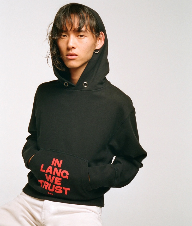 Remi Lamande photographs David Yang in Helmut Lang for Barneys New York.