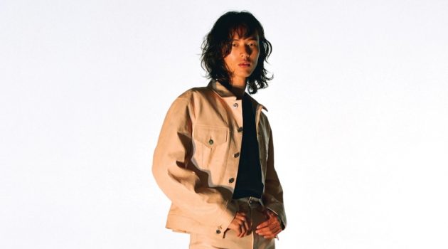Basic Instinct: David Yang Sports Helmut Lang for Barneys Embracing monochromatic style, David Yang models Helmut Lang.