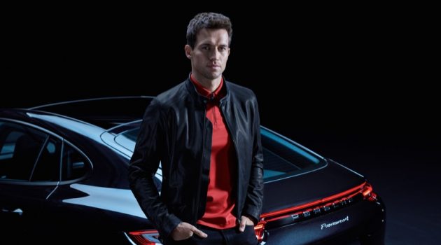 Hugo Boss & Porsche Collaborate, Preview New Capsule Collection Andrew Cooper wears a look from the upcoming Porsche x BOSS capsule collection.