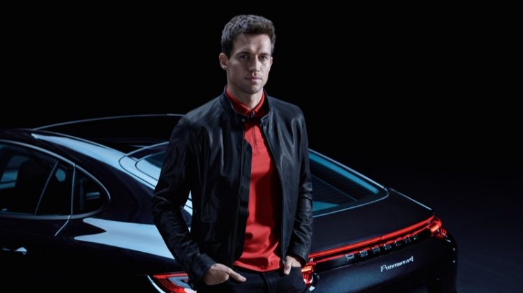 Andrew Cooper wears a look from the upcoming Porsche x BOSS capsule collection.