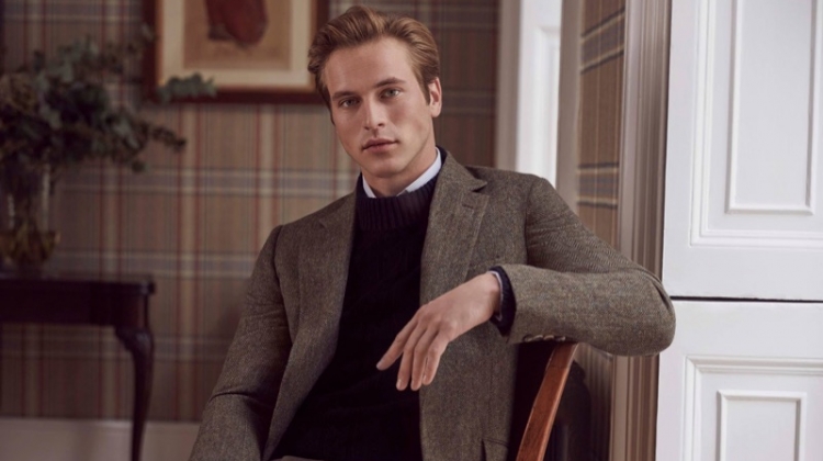 Jules Raynal stars in Huntsman's fall-winter 2018 campaign.