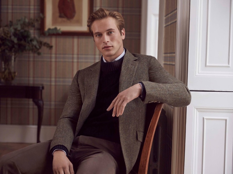 Jules Raynal stars in Huntsman's fall-winter 2018 campaign.