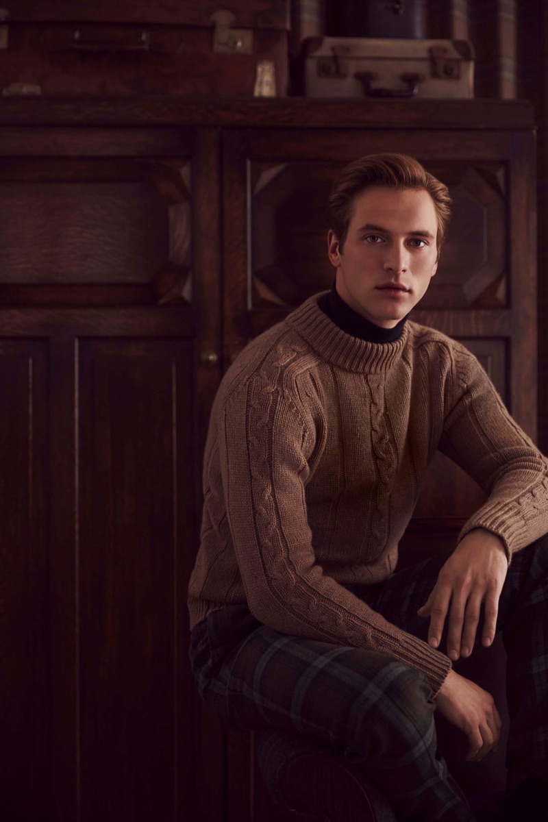 French model Jules Raynal stars in Huntsman's fall-winter 2018 campaign.