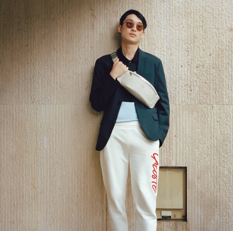 Sang Woo Kim models a look from Lacoste L!ve's spring-summer 2019 collection.