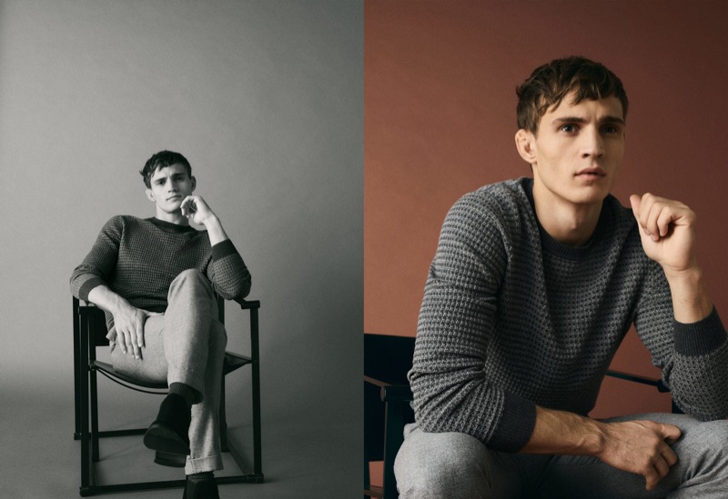 Model Julian Schneyder sports a classic fall look from Mango Man.