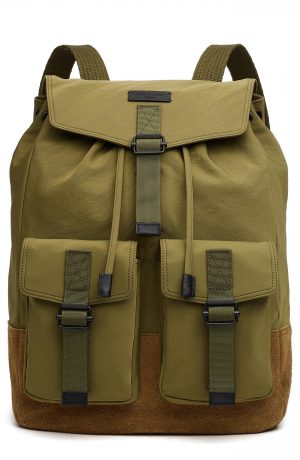 Men's Rag & Bone Field Water Resistant Nylon & Leather Backpack - Green Men's Rag & Bone Field Water Resistant Nylon & Leather Backpack - Green