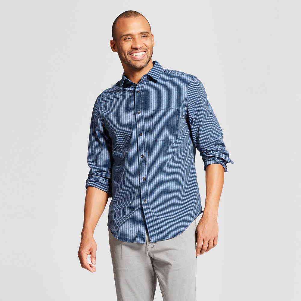 men's long sleeve striped button down shirt