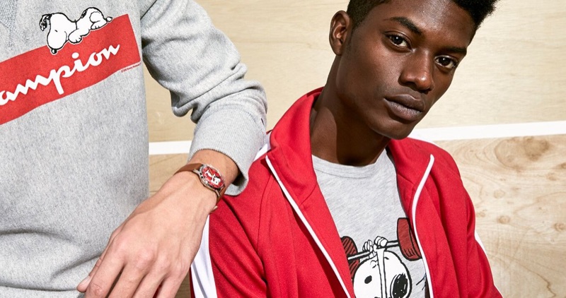 Todd Snyder collaborates with Peanuts, Champion, and Timex for a new collection.