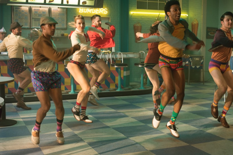 Dancers perform an elaborate number for Happy Socks' holiday 2018 campaign.