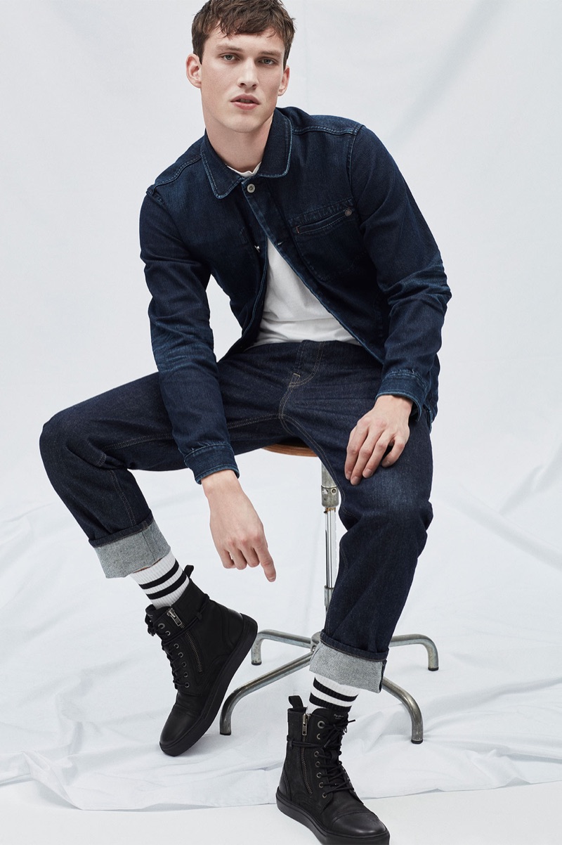 Malthe Lund Madsen doubles down on raw denim for a Pepe Jeans editorial.